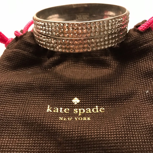 Set of 2 Kate Spade Silver Crystal Bangles - Picture 2 of 5